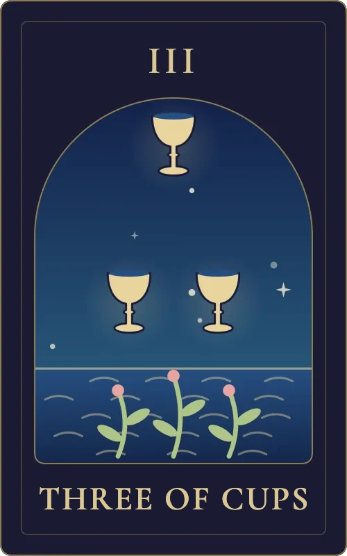 Three of Cups from the Phyra Classic tarot deck