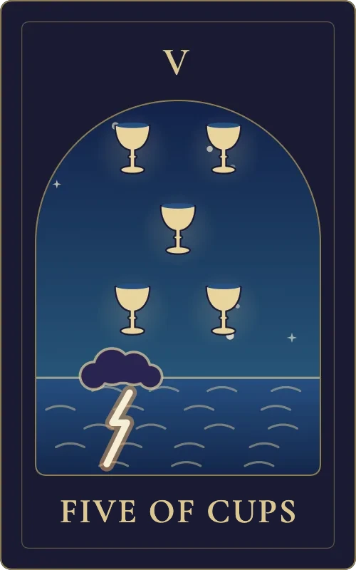 Five of Cups from the Phyra Classic tarot deck