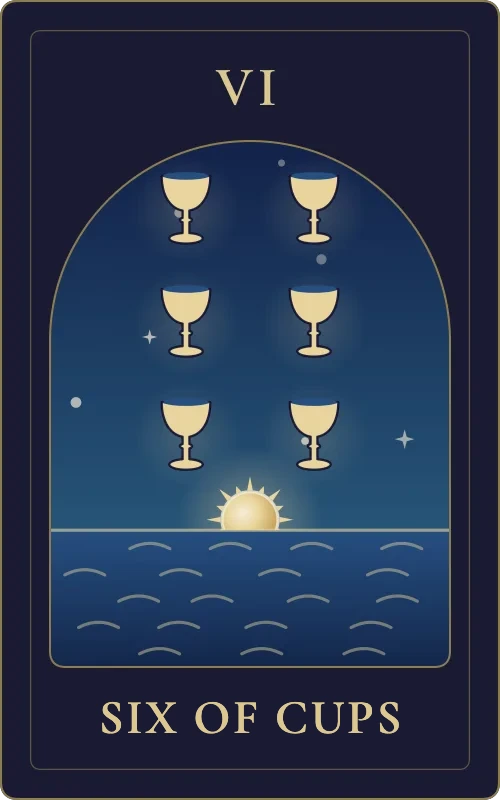 Six of Cups from the Phyra Classic tarot deck