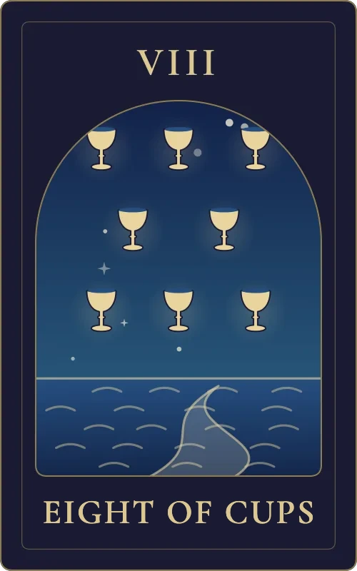 Eight of Cups from the Phyra Classic tarot deck