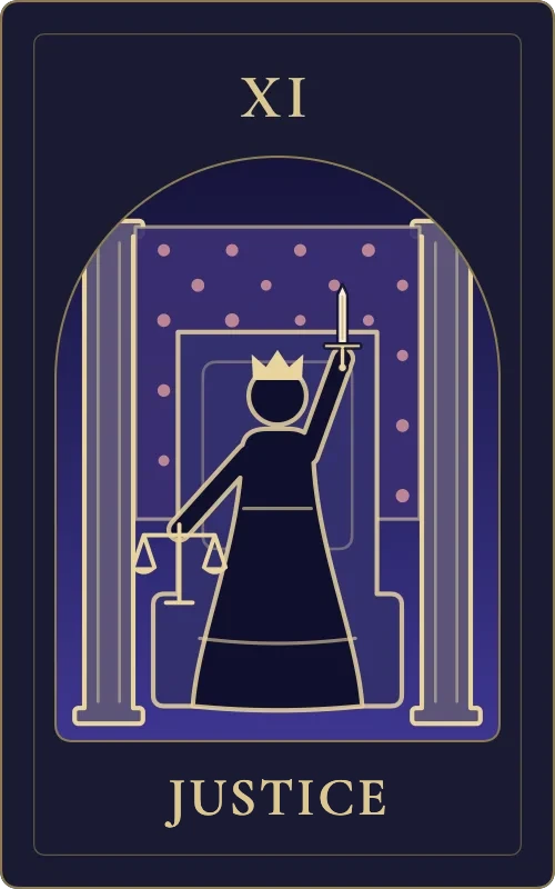 Justice from the Phyra Classic tarot deck