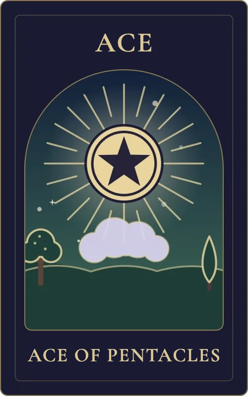 Ace of Pentacles from the Phyra Classic tarot deck