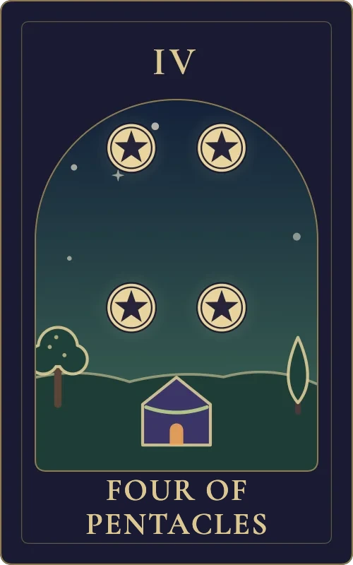 Four of Pentacles from the Phyra Classic tarot deck