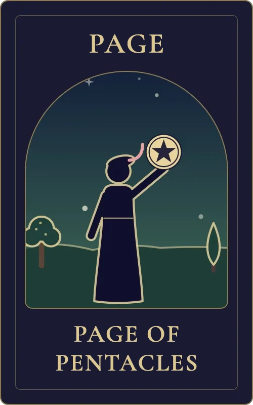 Page of Pentacles from the Phyra Classic tarot deck