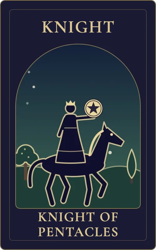Knight of Pentacles from the Phyra Classic tarot deck