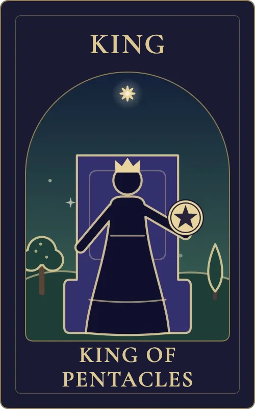King of Pentacles from the Phyra Classic tarot deck