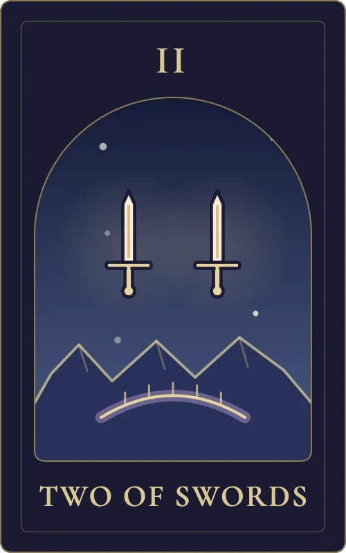 Two of Swords from the Phyra Classic tarot deck
