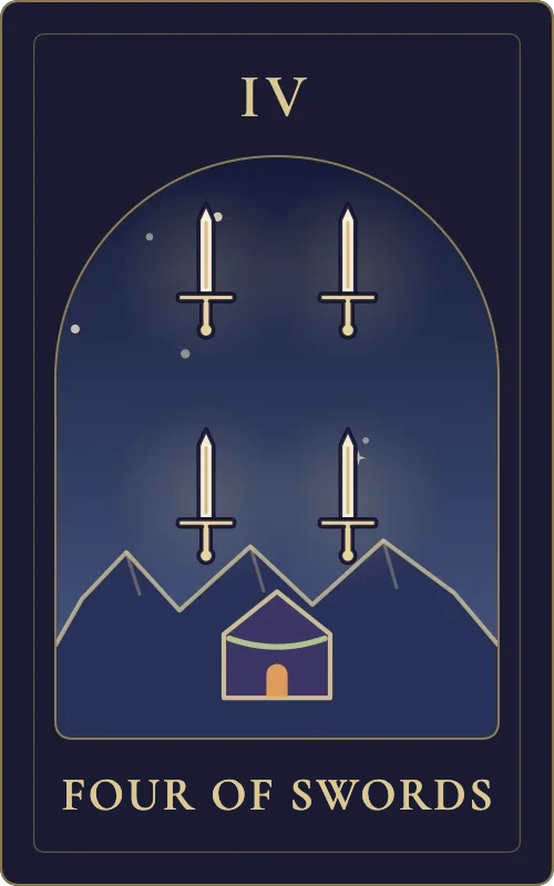 Four of Swords from the Phyra Classic tarot deck