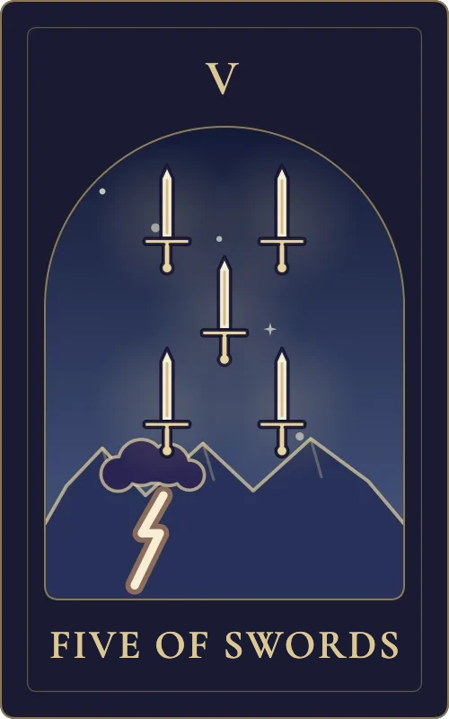Five of Swords from the Phyra Classic tarot deck