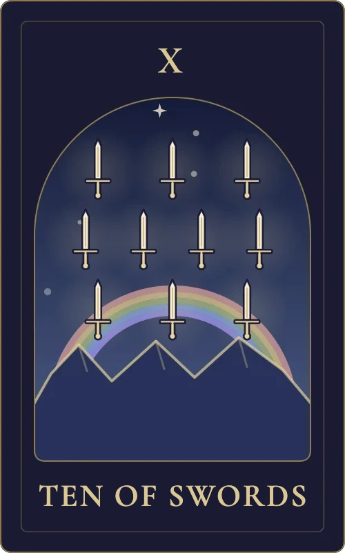 Ten of Swords from the Phyra Classic tarot deck