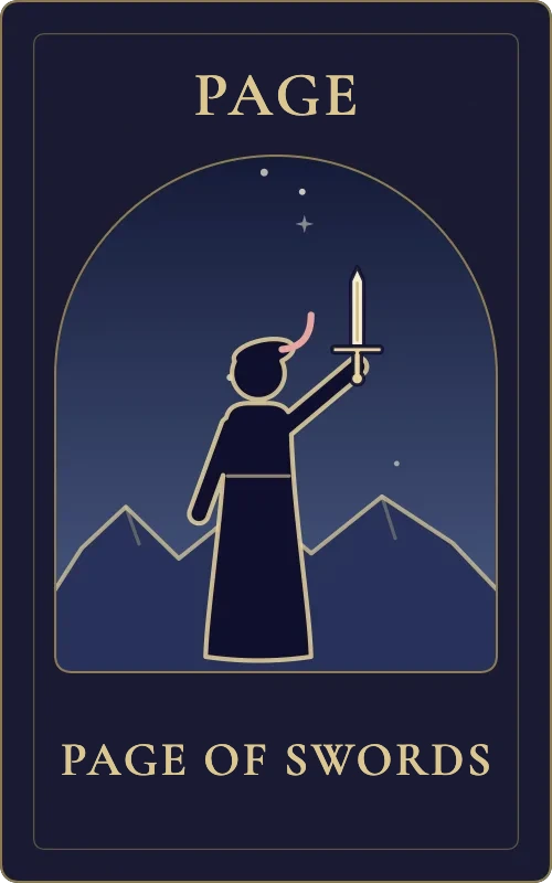 Page of Swords from the Phyra Classic tarot deck