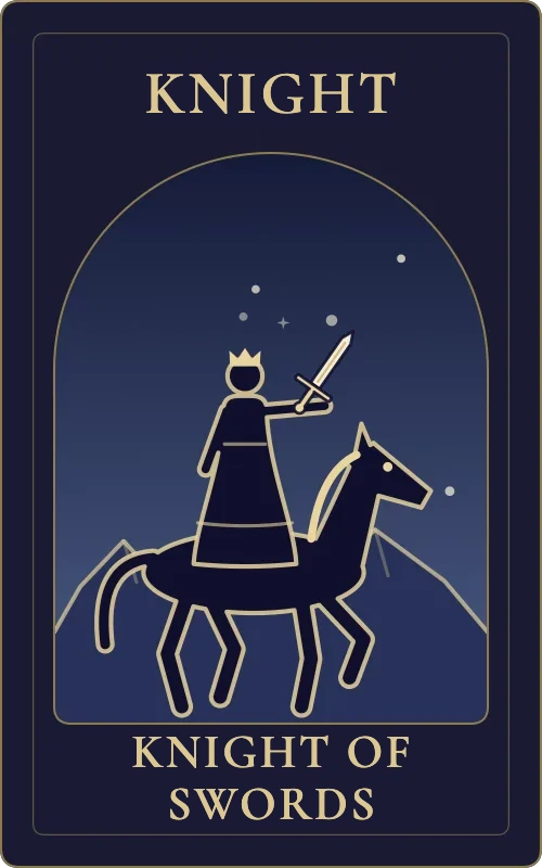 Knight of Swords from the Phyra Classic tarot deck