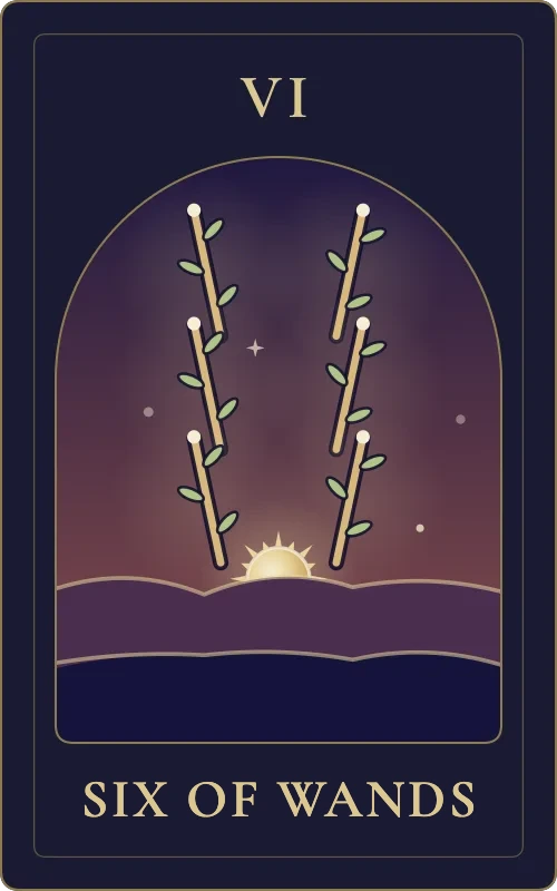Six of Wands from the Phyra Classic tarot deck
