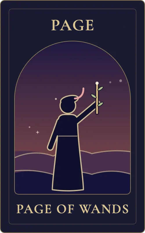 Page of Wands from the Phyra Classic tarot deck