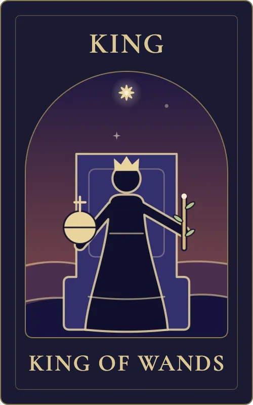 King of Wands from the Phyra Classic tarot deck